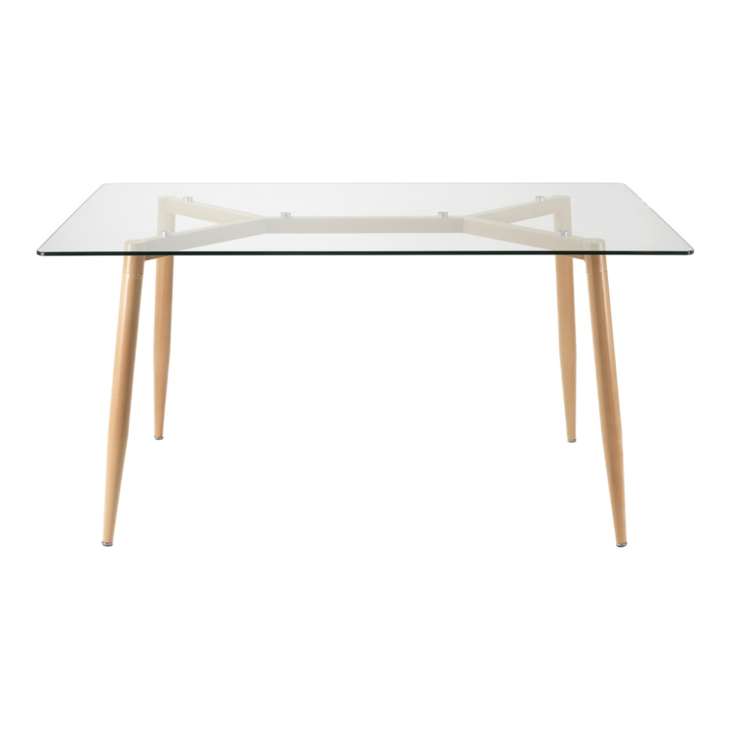 Bergen – Glass Dining Table - Wood Legs – image 1