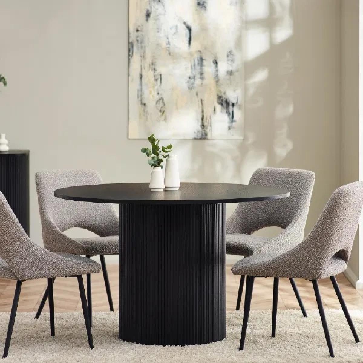 Julian Bowen Louis Fluted Round Dining Table - Black – image 2