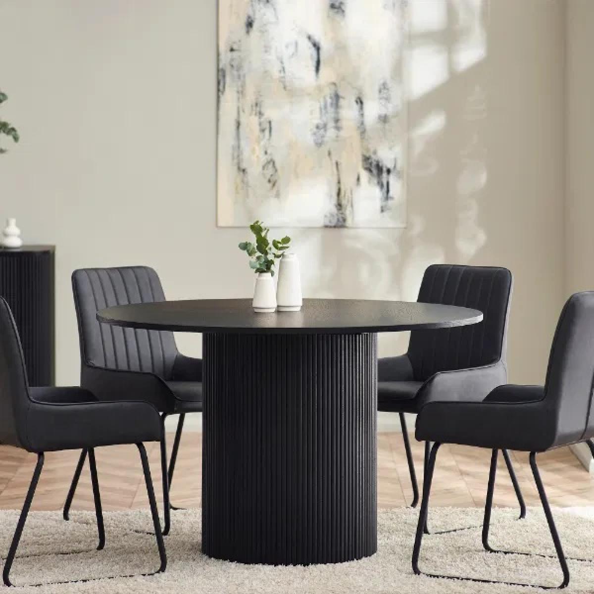 Julian Bowen Louis Fluted Round Dining Table - Black – image 1