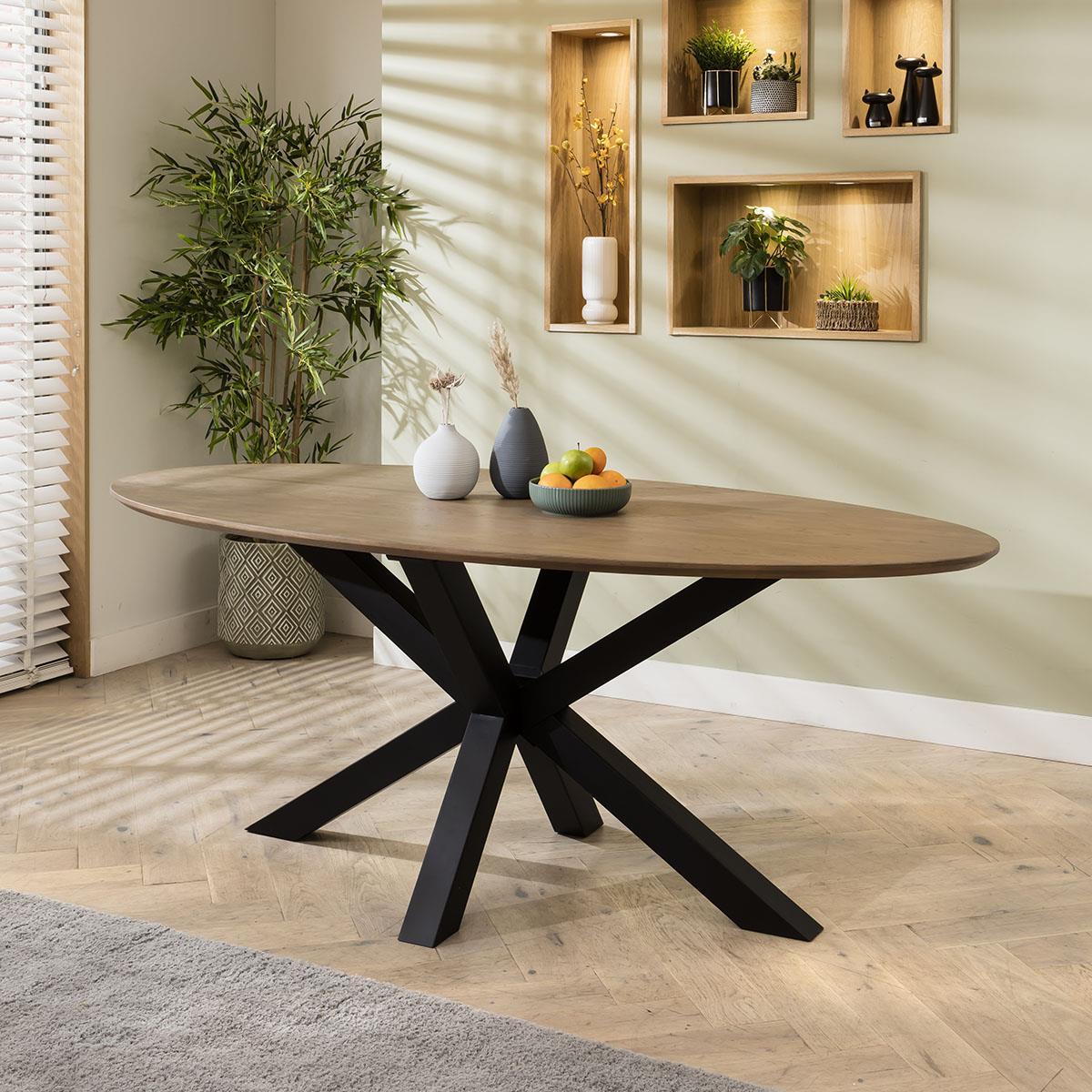 ExDisplay Aries 6 Seater Solid Wooden Oval Dining Table 200cm – image 2