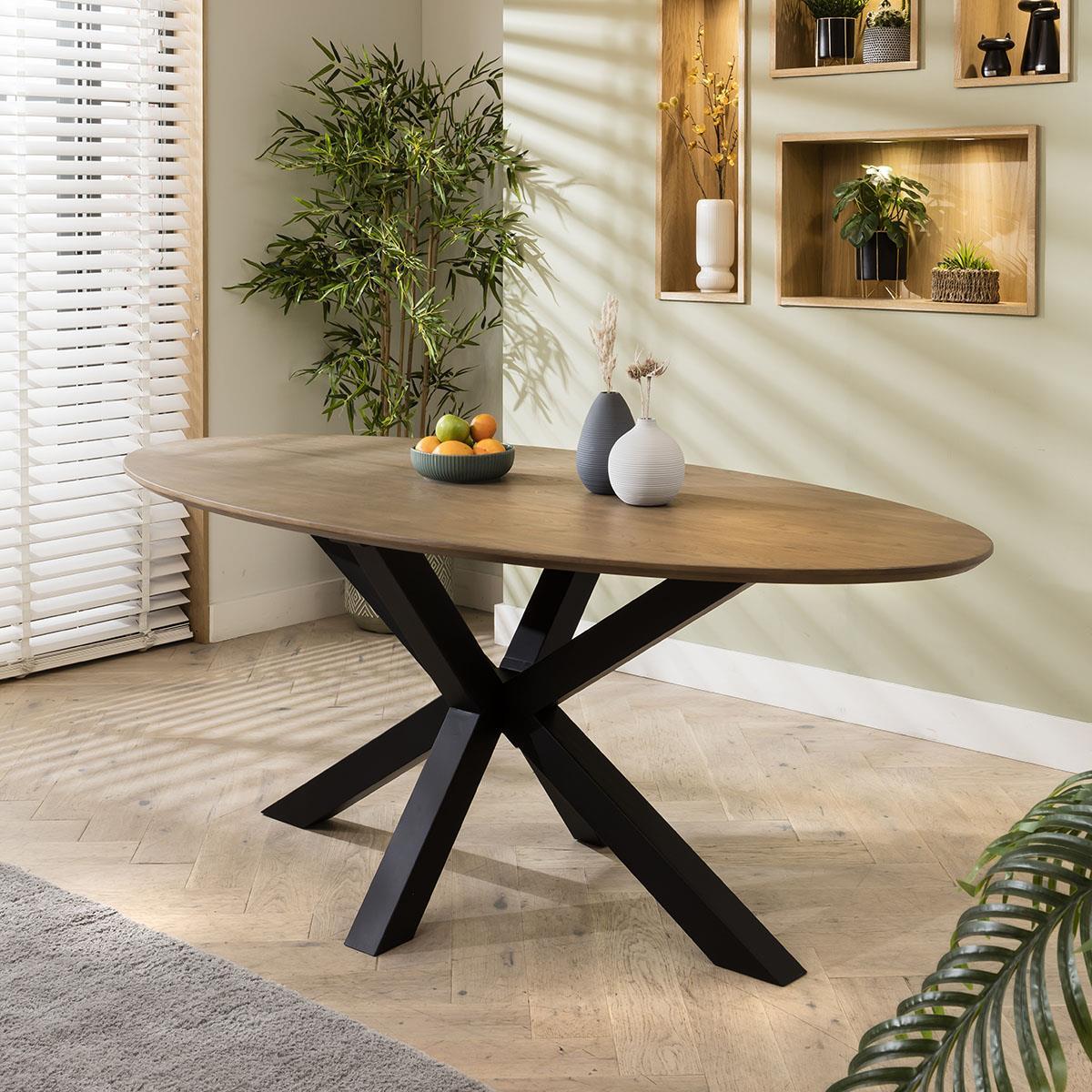 ExDisplay Aries 6 Seater Solid Wooden Oval Dining Table 200cm – image 3