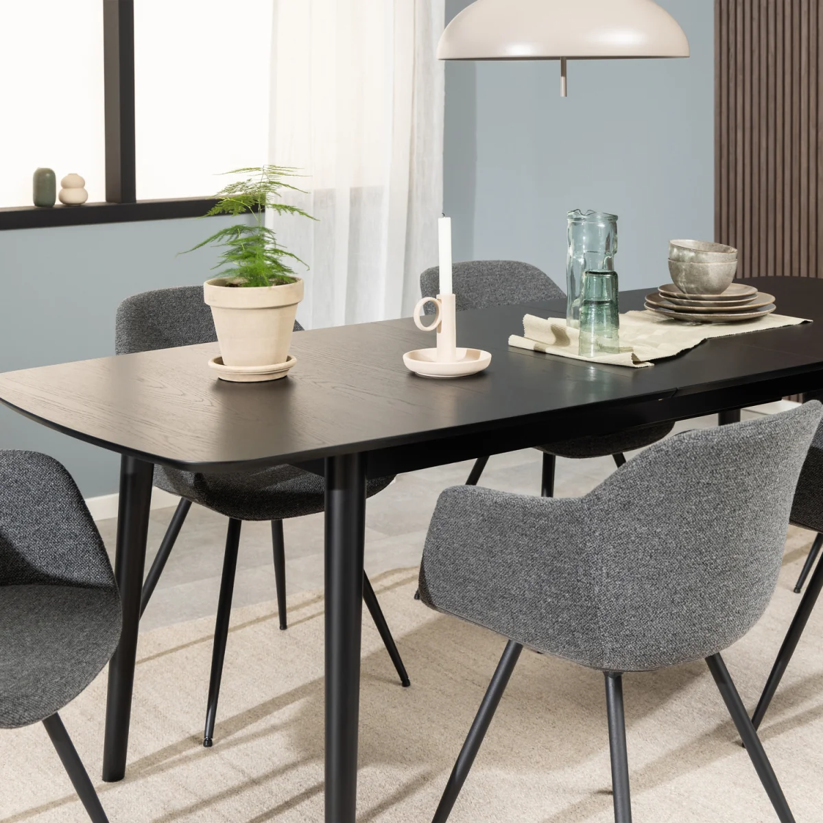 Montreux Rectangular Extending Dining Table 180 219 Cm - Black – image 5