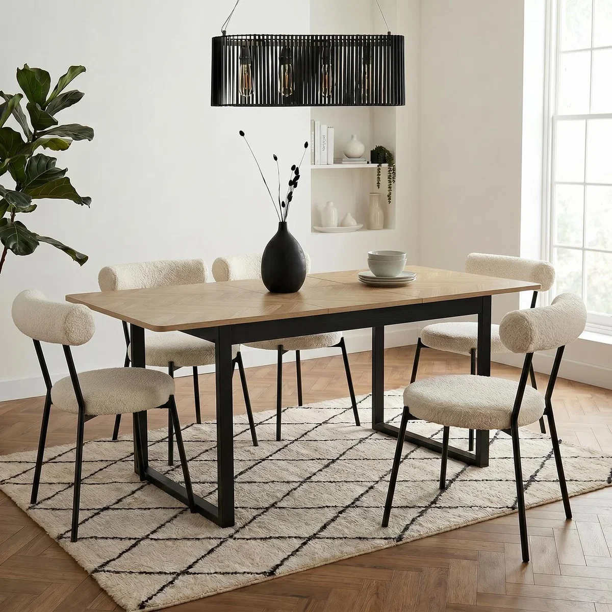 OHS 4-6 Seater Extendable Dining Table - Light Wood – image 1