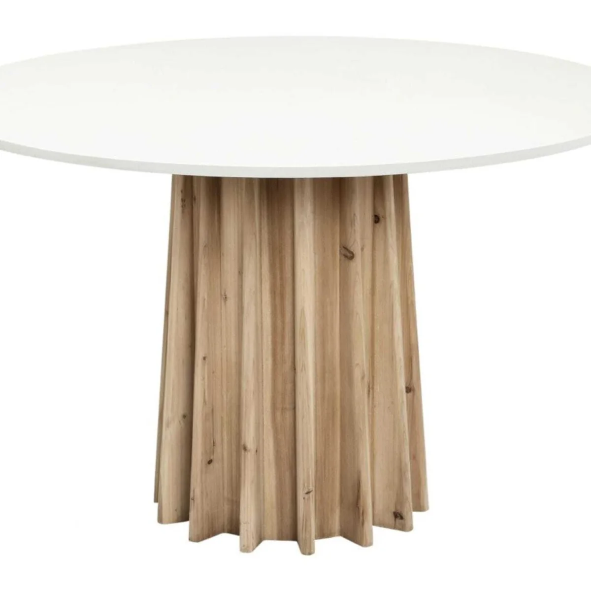 Parnaiba Round Dining Table Top Natural Fluted Acacia Base - Neutral – image 2