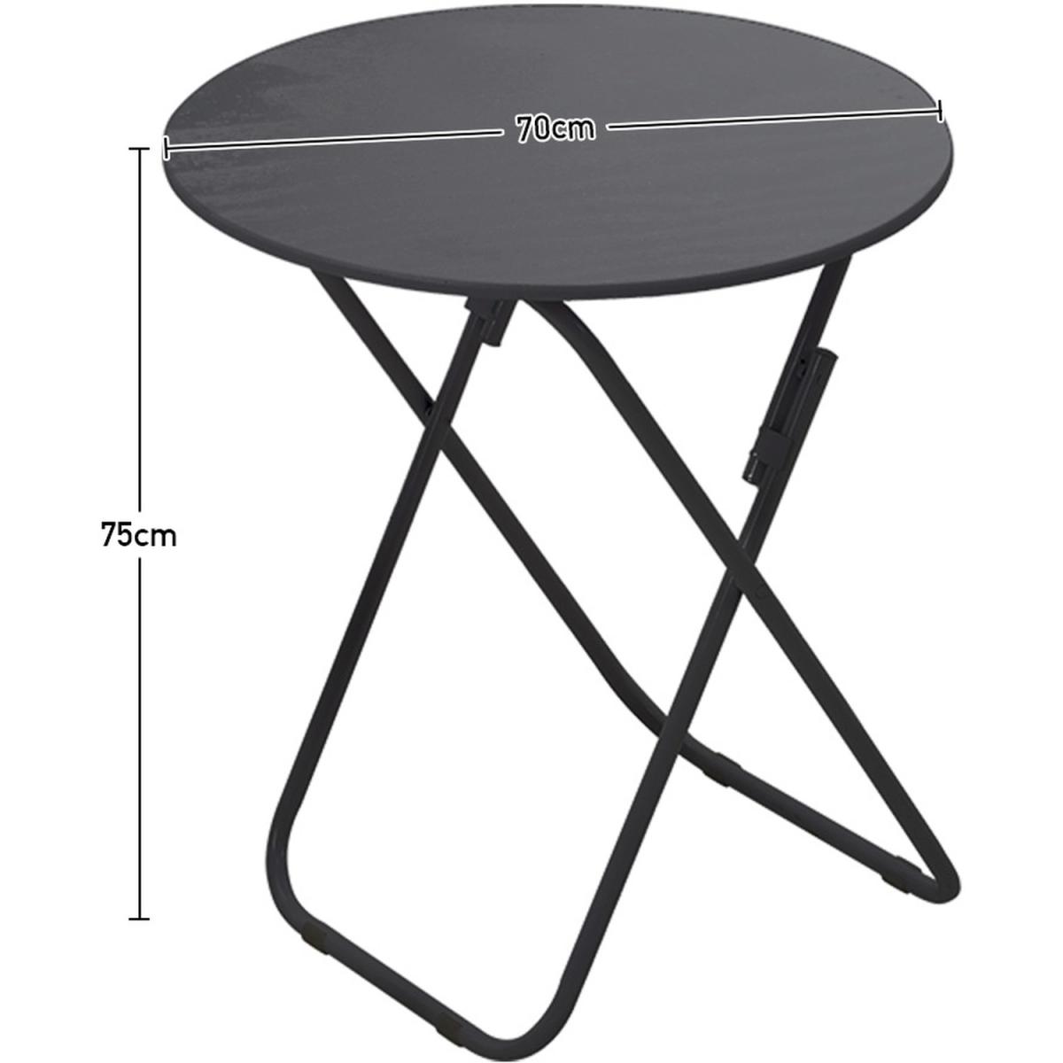 Foldable Round Wooden Dinner Side Table Garden Camping - Black / 70cm – image 2