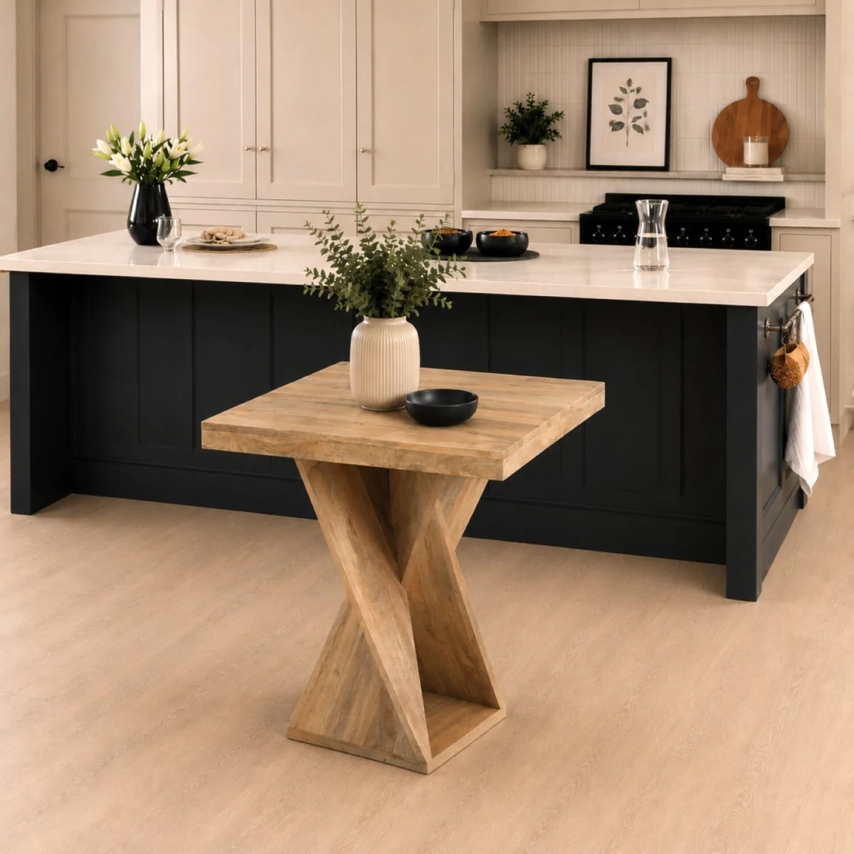 Solid Mango Wood Dining Table - Light Oak – image 1