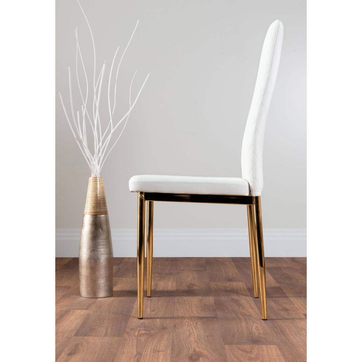 Sorrento 4 White Dining Table  4 Gold Leg Milan Chairs - White – image 3