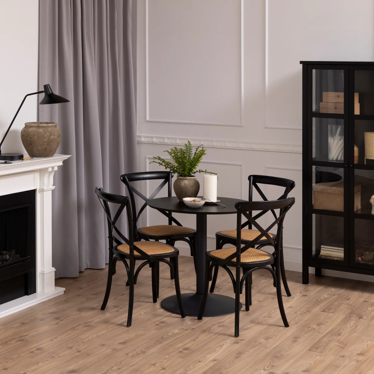 Ibiza Small Round Café Table with Black Ash Top and Matt Black Base - Black – image 2