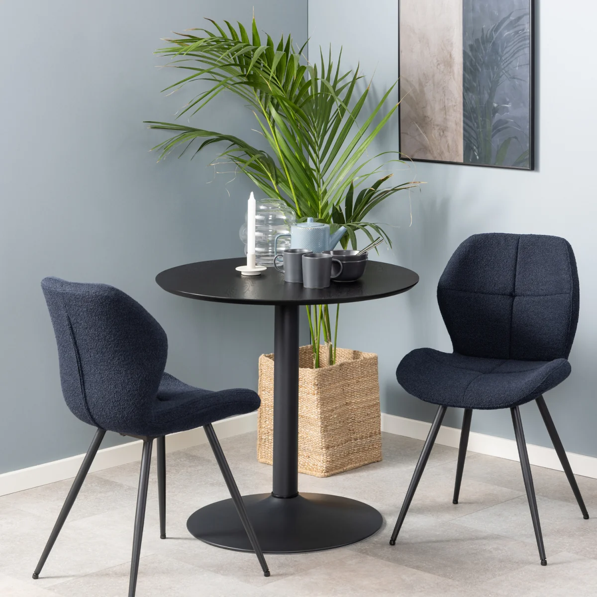 Ibiza Small Round Café Table with Black Ash Top and Matt Black Base - Black – image 4
