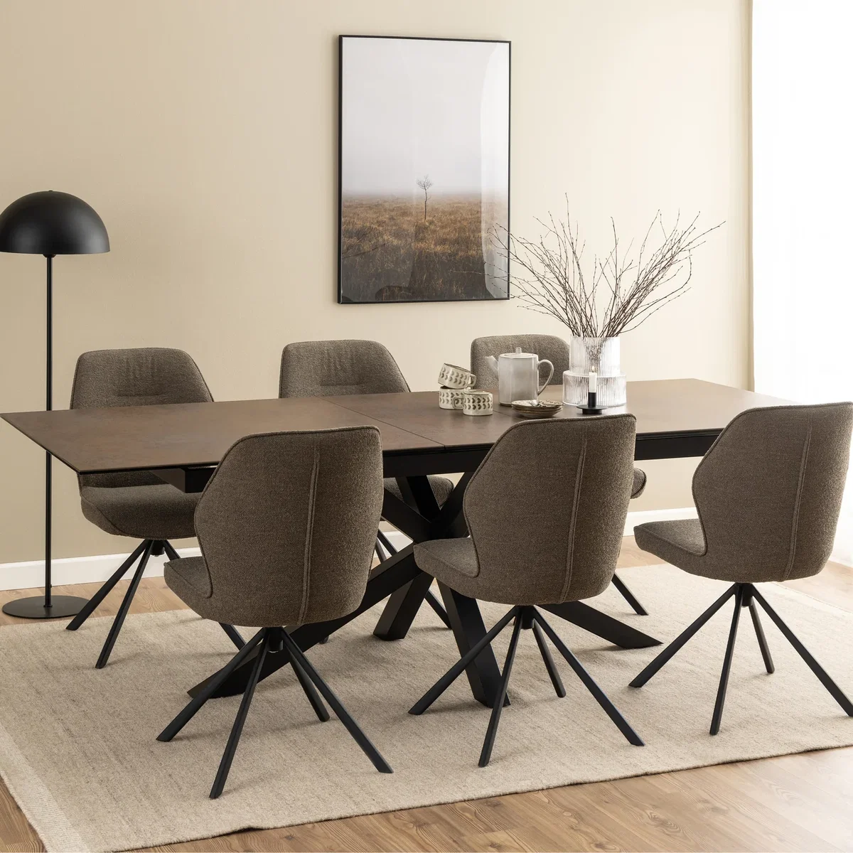 Heaven Extendable Dining Table with Ceramic Rusty Brown Top 200cm - Rusty Brown – image 5