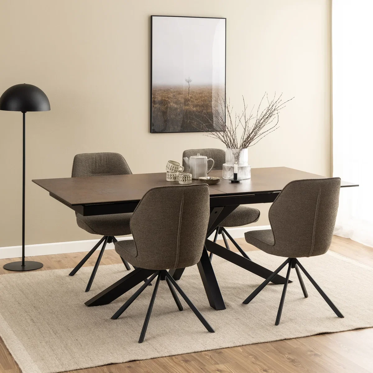 Heaven Extendable Dining Table with Ceramic Rusty Brown Top 200cm - Rusty Brown – image 1