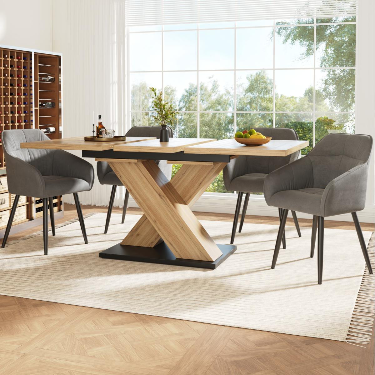 telescopic Dining table for kitchen and living room - Natural Wood