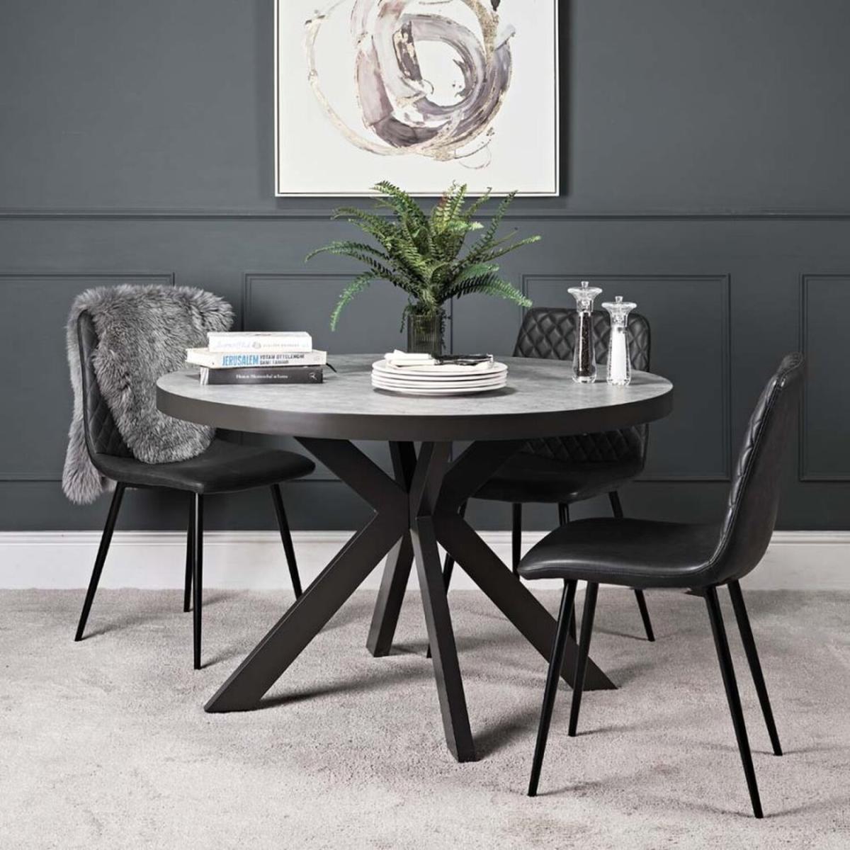 Industrial Round Dining Table - Faux Concrete - Grey – image 2