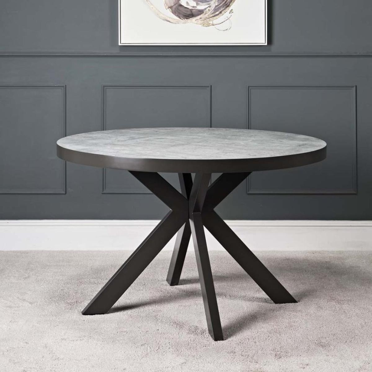 Industrial Round Dining Table - Faux Concrete - Grey – image 3