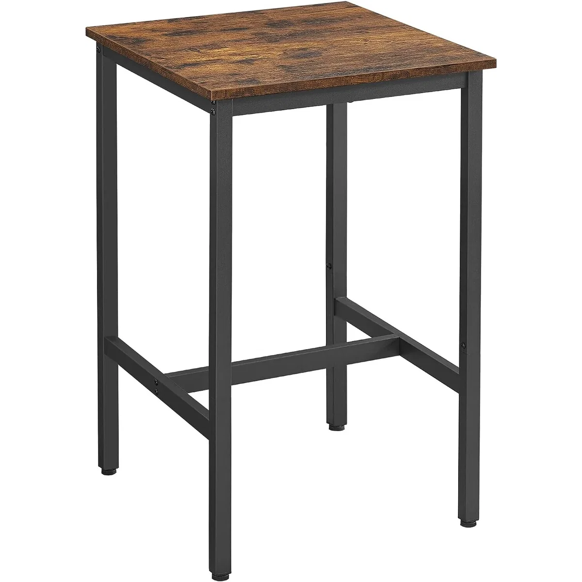 Square Tall Dining Table with Steel Frame, Heavy Duty Kitchen Table - Rustic Brown and Black – image 2