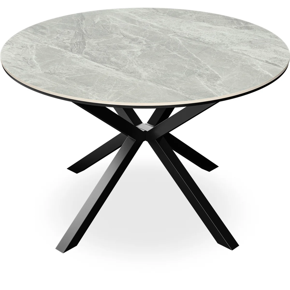 Calne Round Dining Table - Light Grey Effect Top - Light grey – image 2