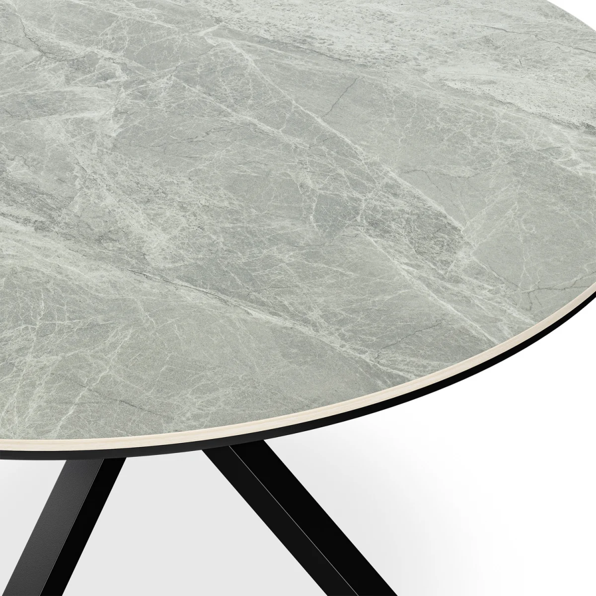 Calne Round Dining Table - Light Grey Effect Top - Light grey – image 4