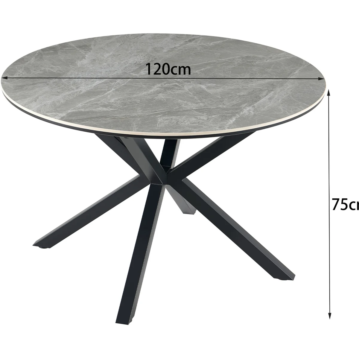 Calne Round Dining Table - Light Grey Effect Top - Light grey – image 5