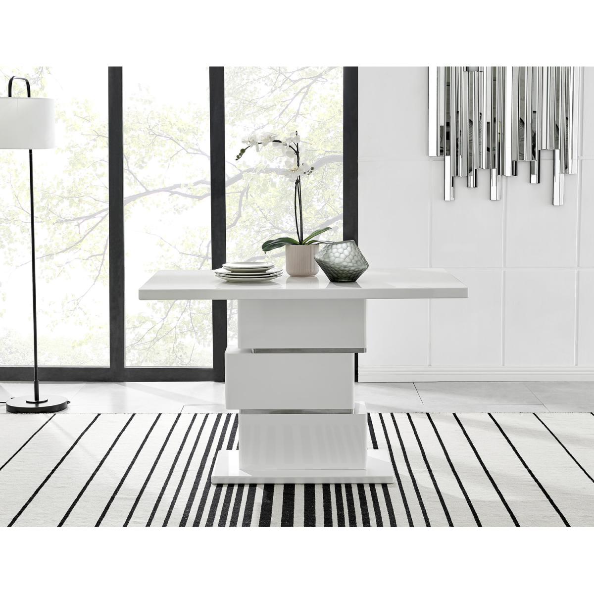 Apollo Rectangle White High Gloss Chrome 4 Seater Dining Table - White – image 2