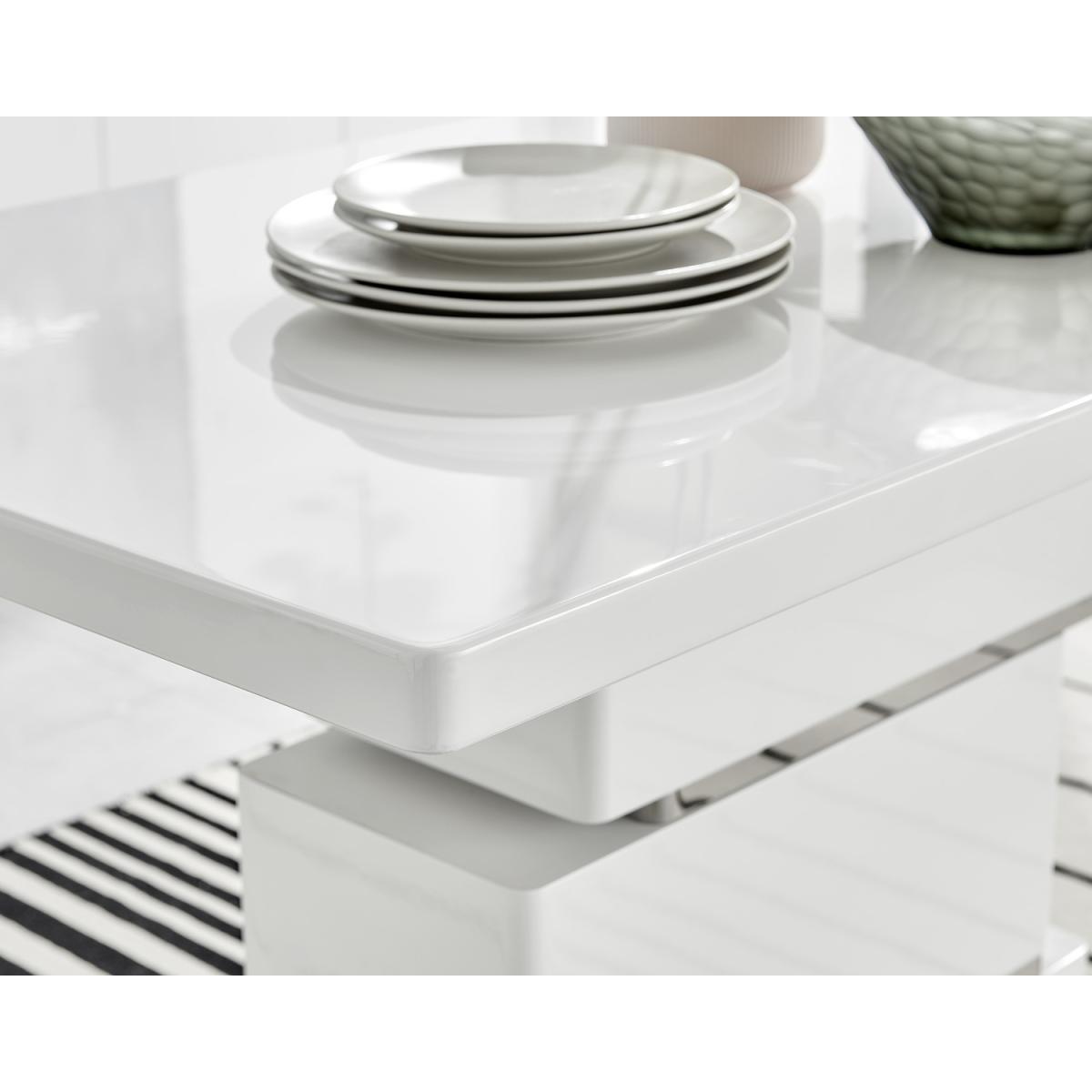 Apollo Rectangle White High Gloss Chrome 4 Seater Dining Table - White – image 3