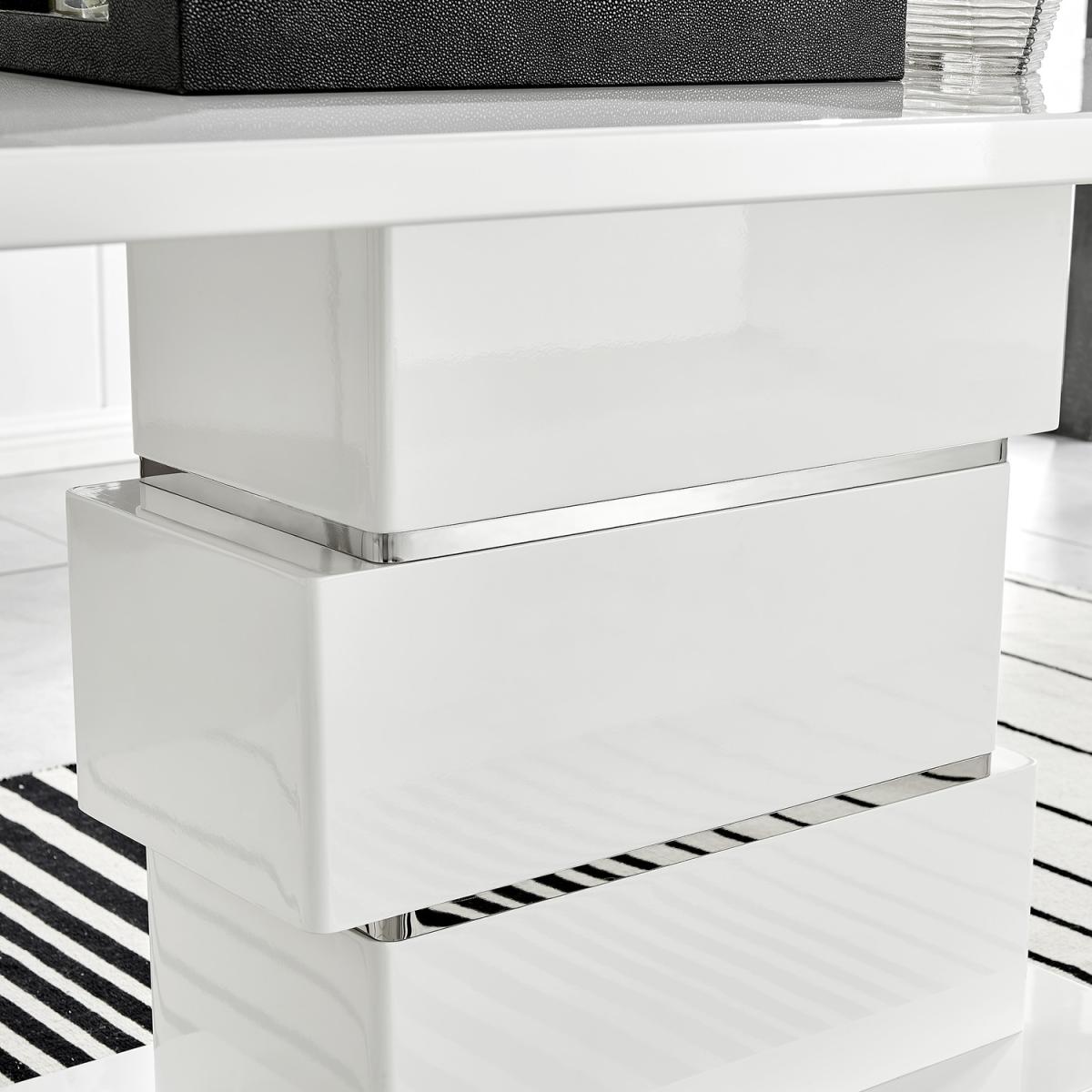 Apollo Rectangle White High Gloss Chrome 4 Seater Dining Table - White – image 4