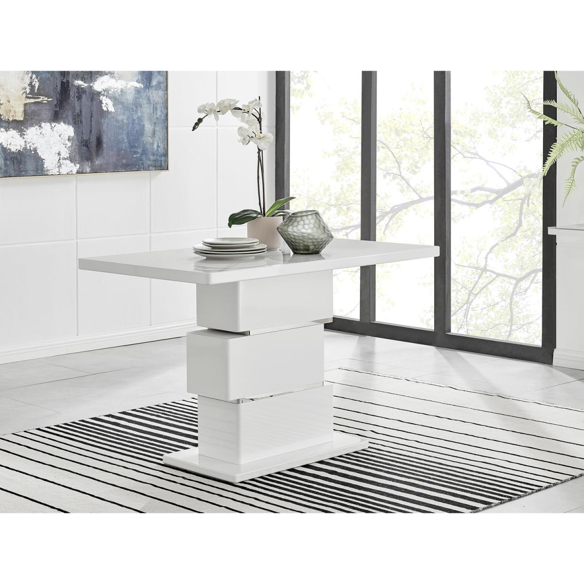 Apollo Rectangle White High Gloss Chrome 4 Seater Dining Table - White – image 7