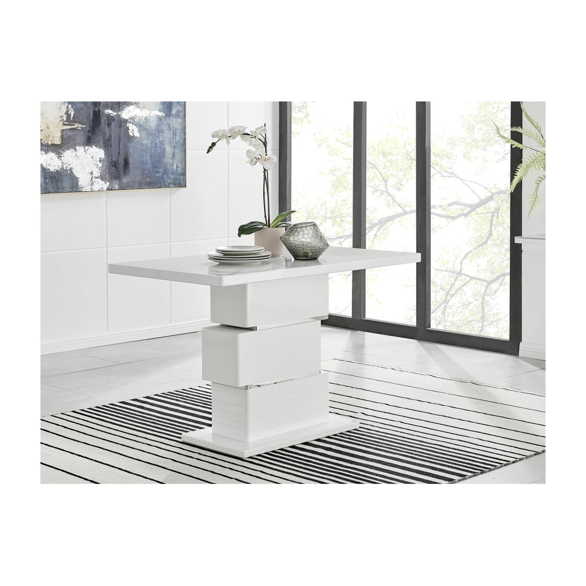 Apollo Rectangle White High Gloss Chrome 4 Seater Dining Table - White – image 1