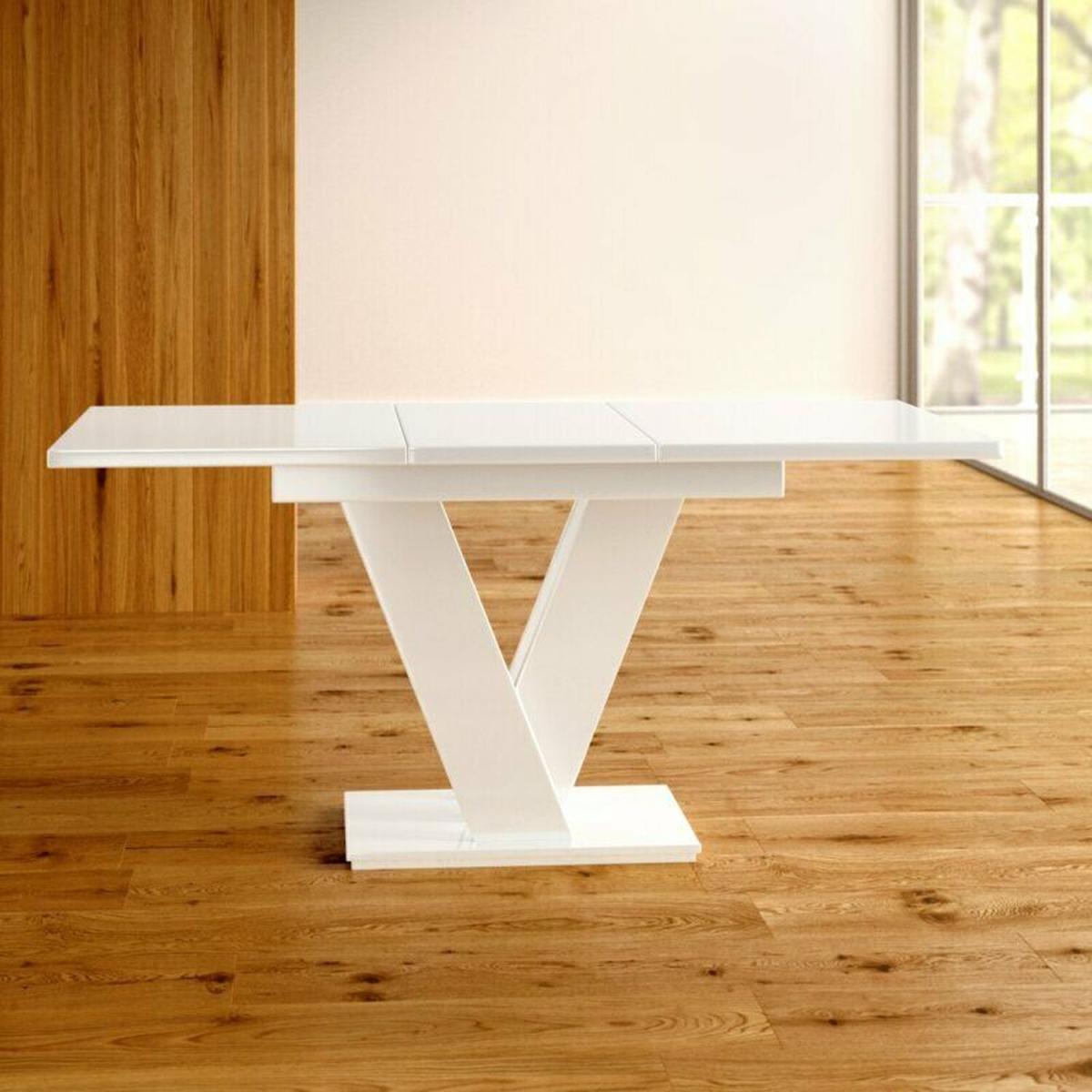 Extendable Dining Kitchen Table High Gloss White - White Gloss – image 3