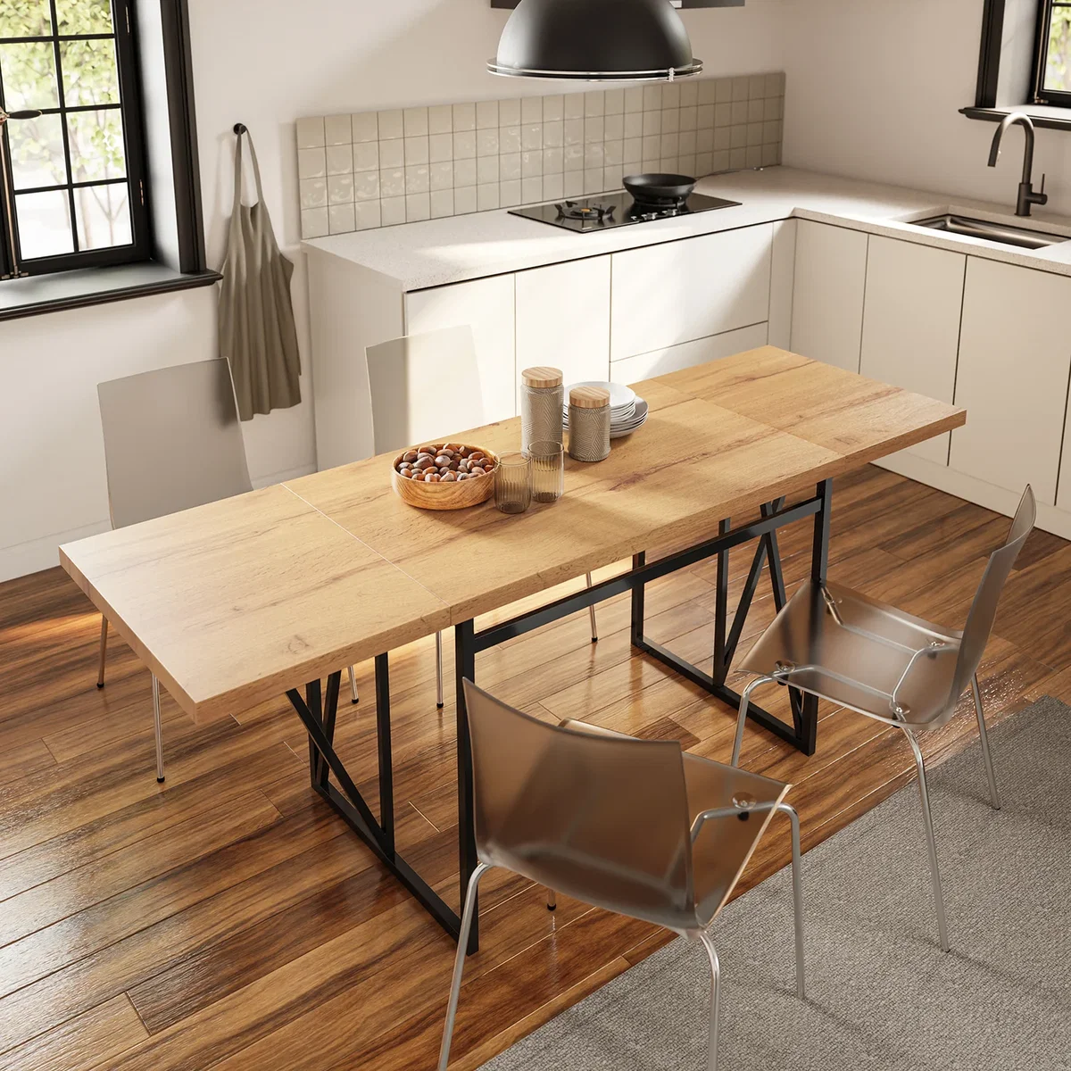 Drop Leaf Table with Folding Extensions - Light Oak – image 2