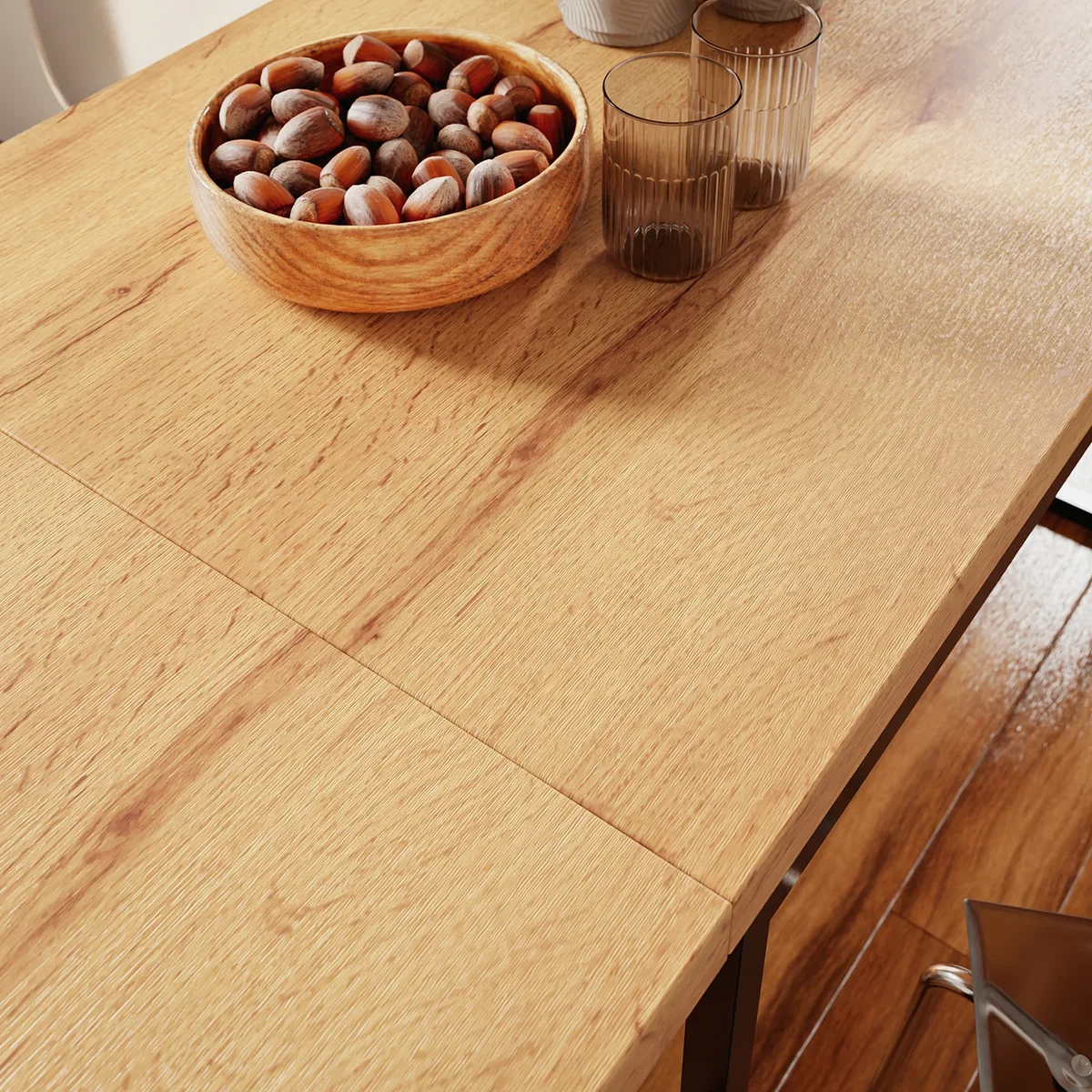 Drop Leaf Table with Folding Extensions - Light Oak – image 13