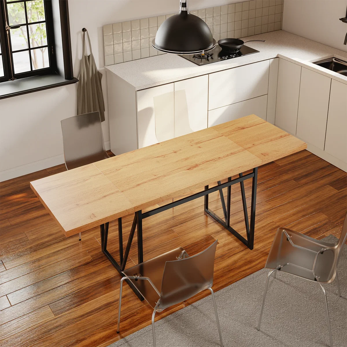 Drop Leaf Table with Folding Extensions - Light Oak – image 3