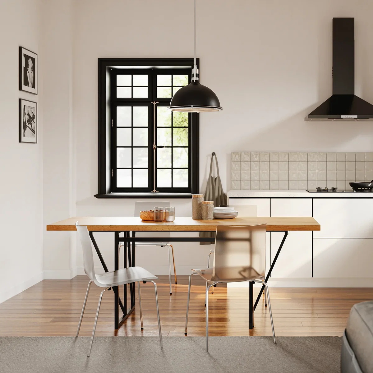 Drop Leaf Table with Folding Extensions - Light Oak – image 5