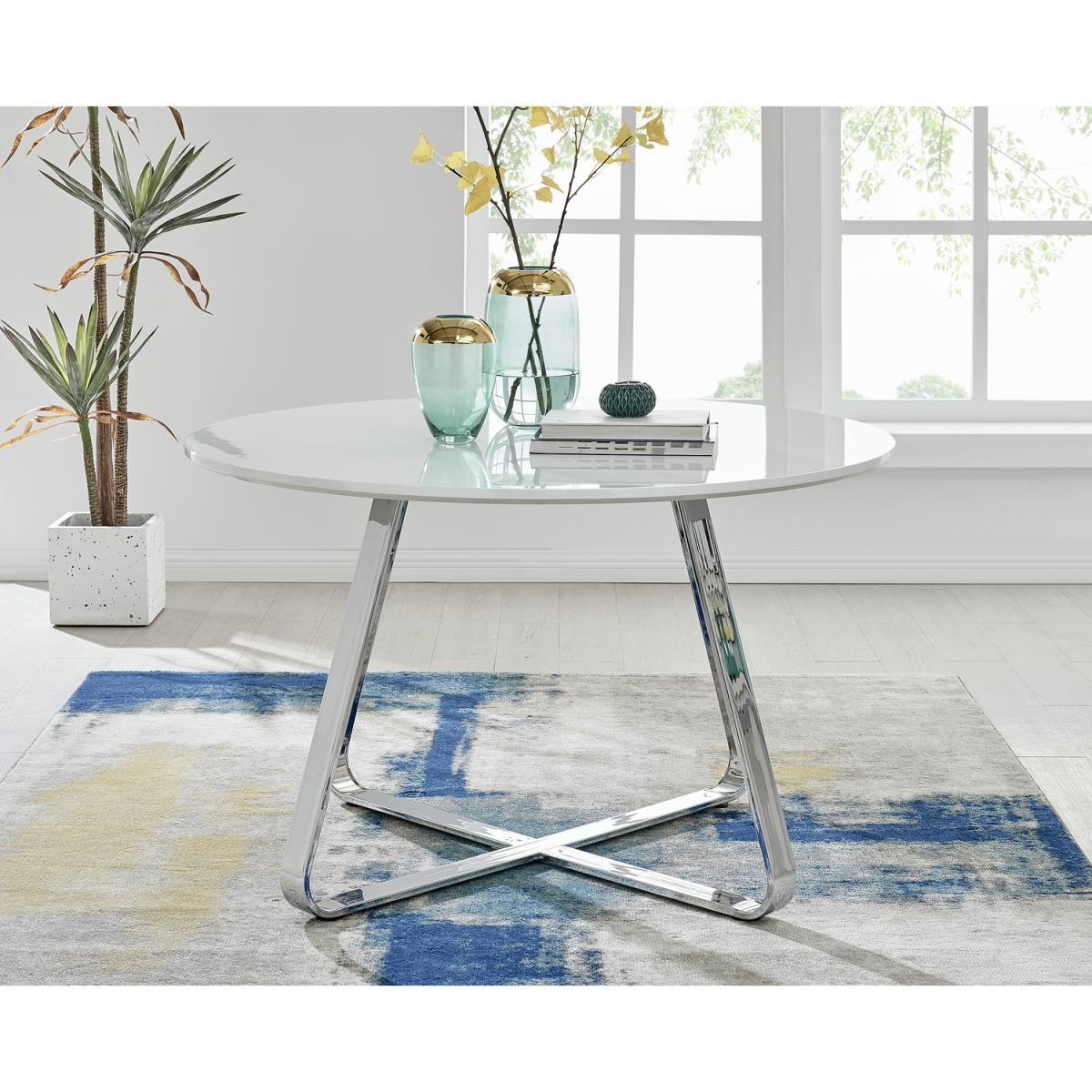 Santorini White Wood Contemporary Round Dining Table - White – image 2