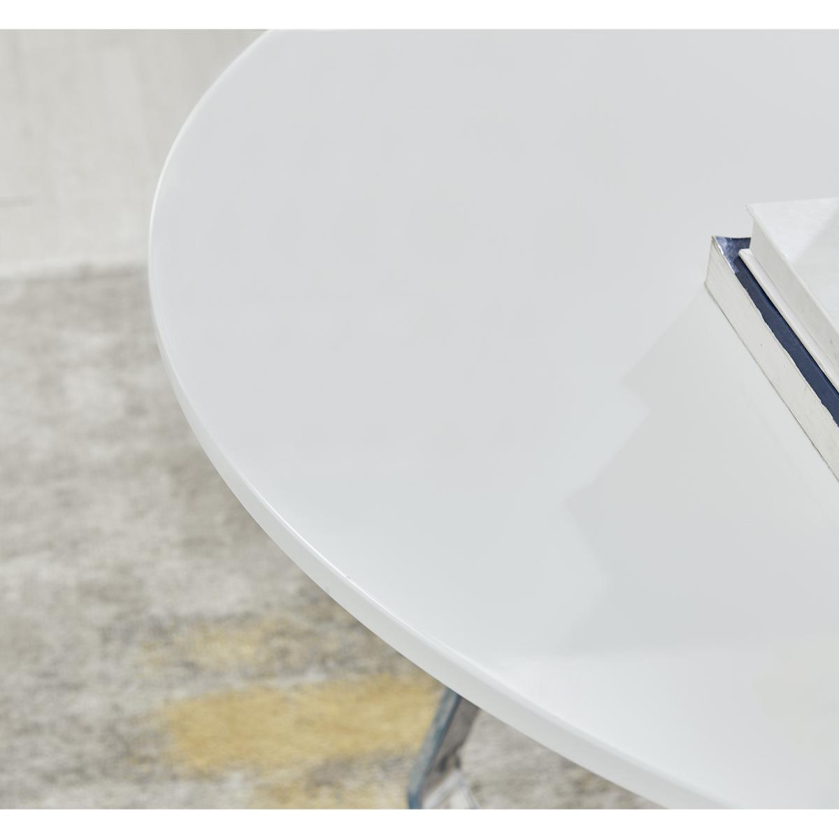 Santorini White Wood Contemporary Round Dining Table - White – image 5