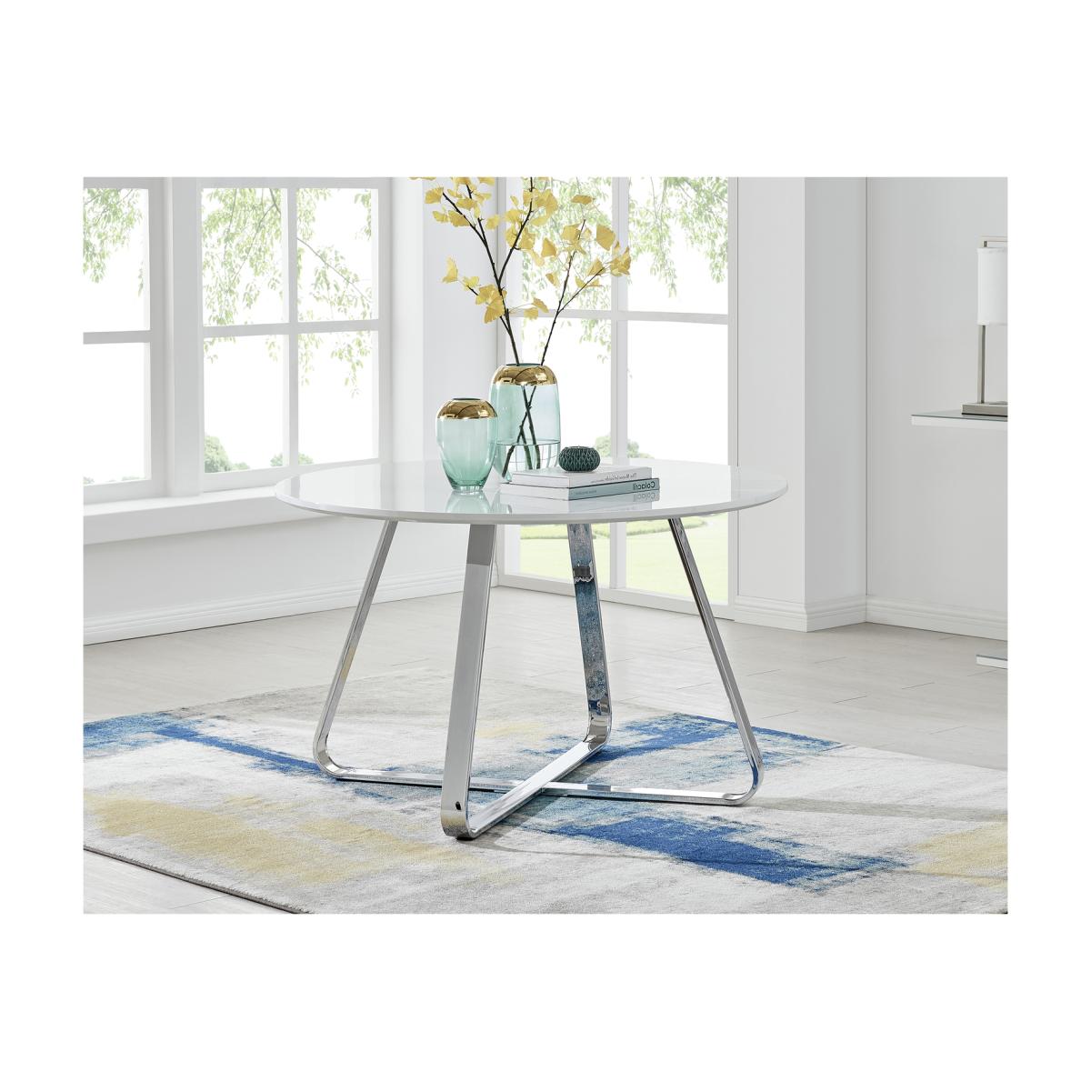 Santorini White Wood Contemporary Round Dining Table - White – image 1