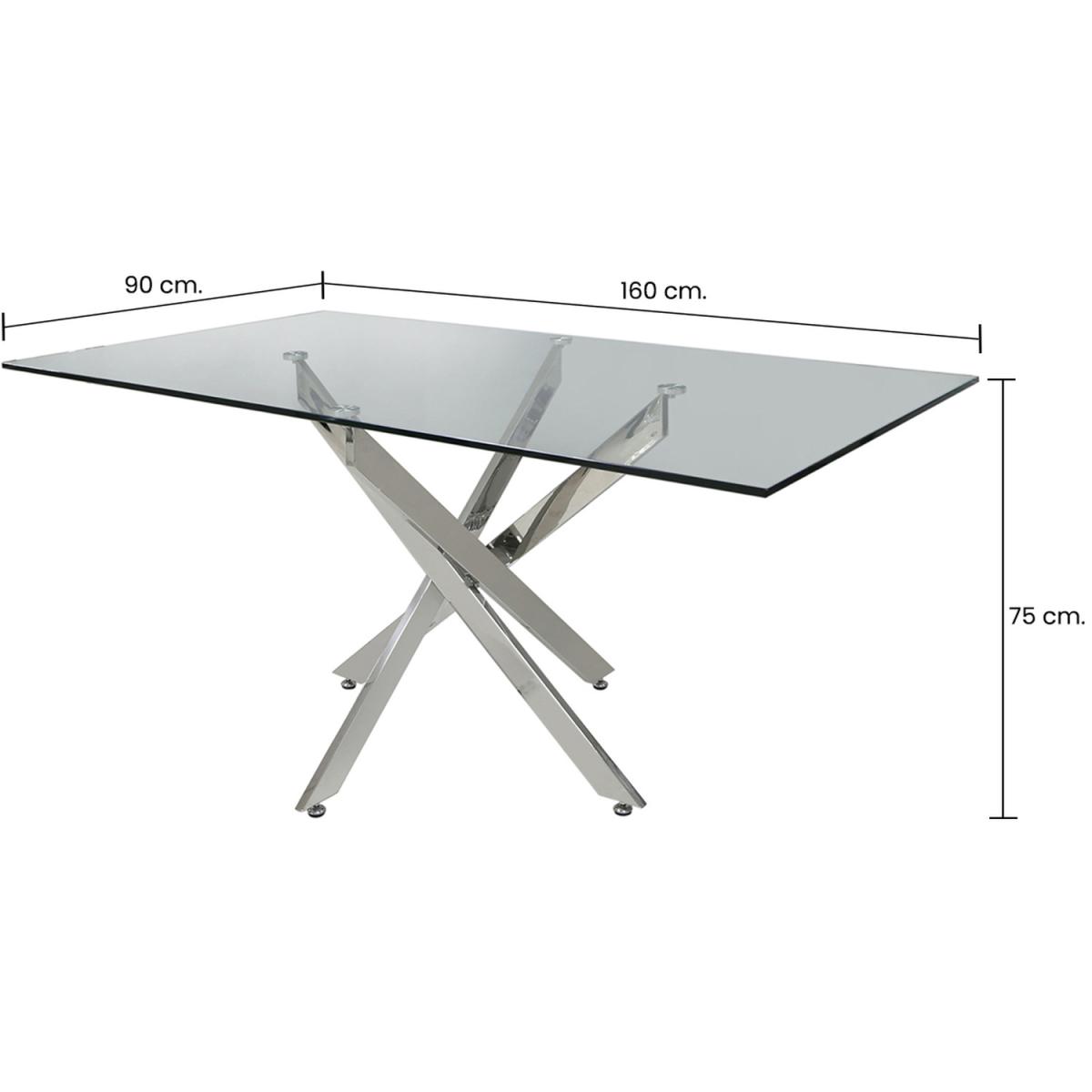 Value Nova Rectangular Chrome Dining Table with Glass Table Top - Silver – image 3