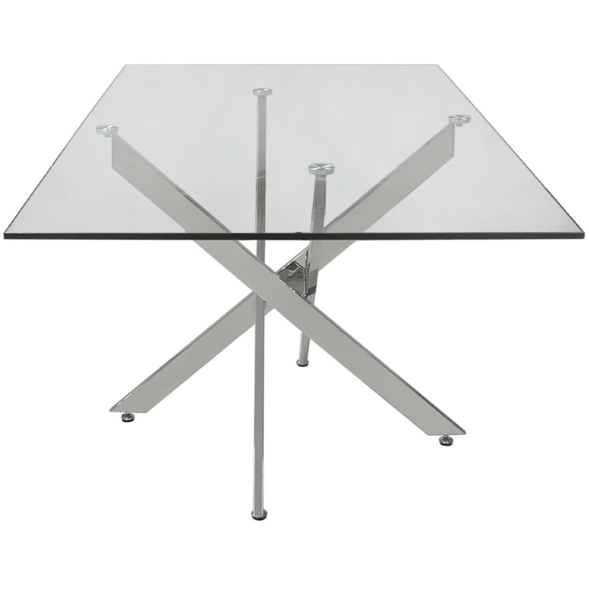 Value Nova Rectangular Chrome Dining Table with Glass Table Top - Silver – image 5