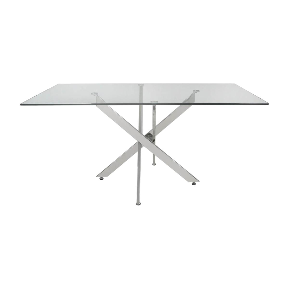 Value Nova Rectangular Chrome Dining Table with Glass Table Top - Silver – image 1