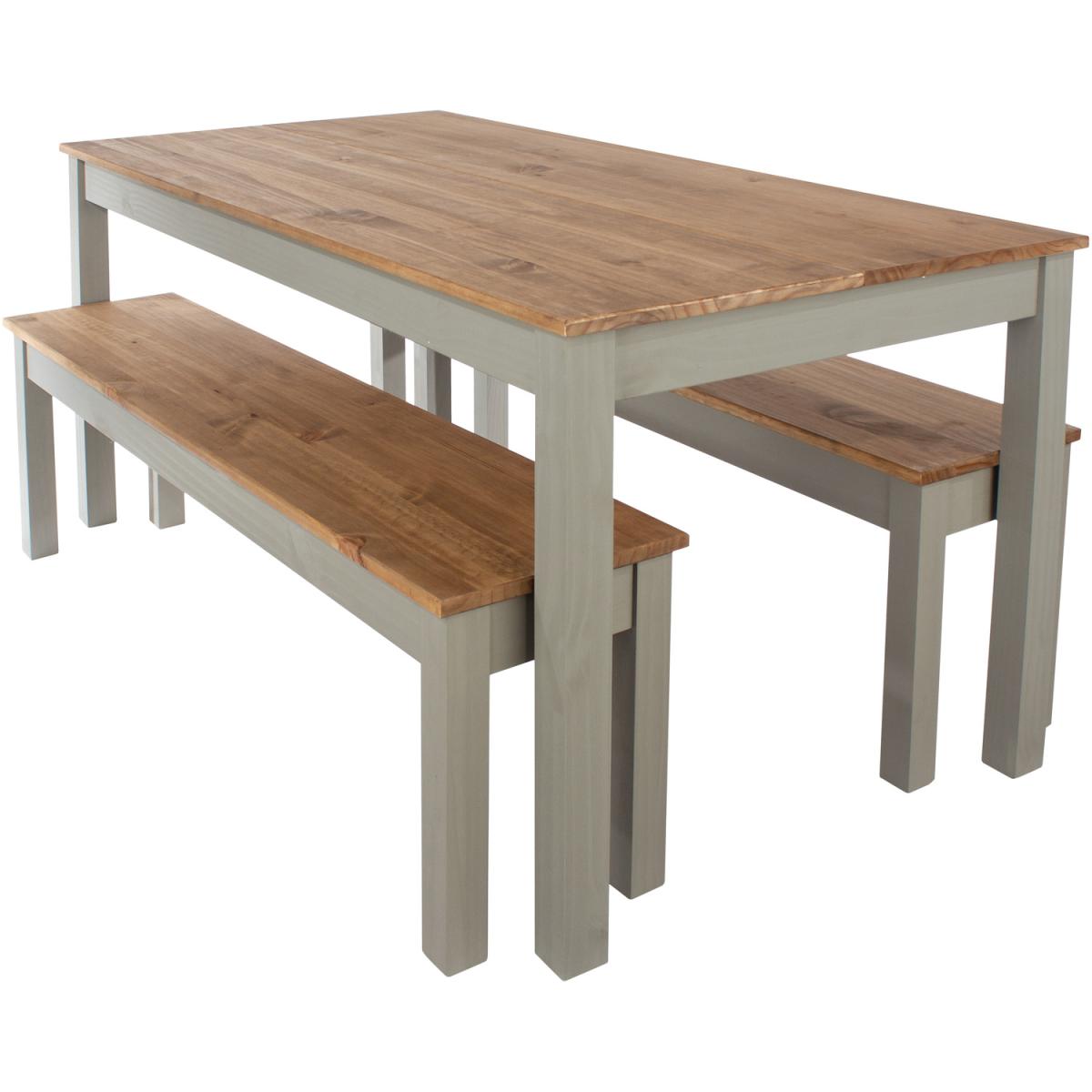 Linea dining table in grey washed wax with plank effect pine tops - Grey washed wax and antique wax / 22.5kg – image 3