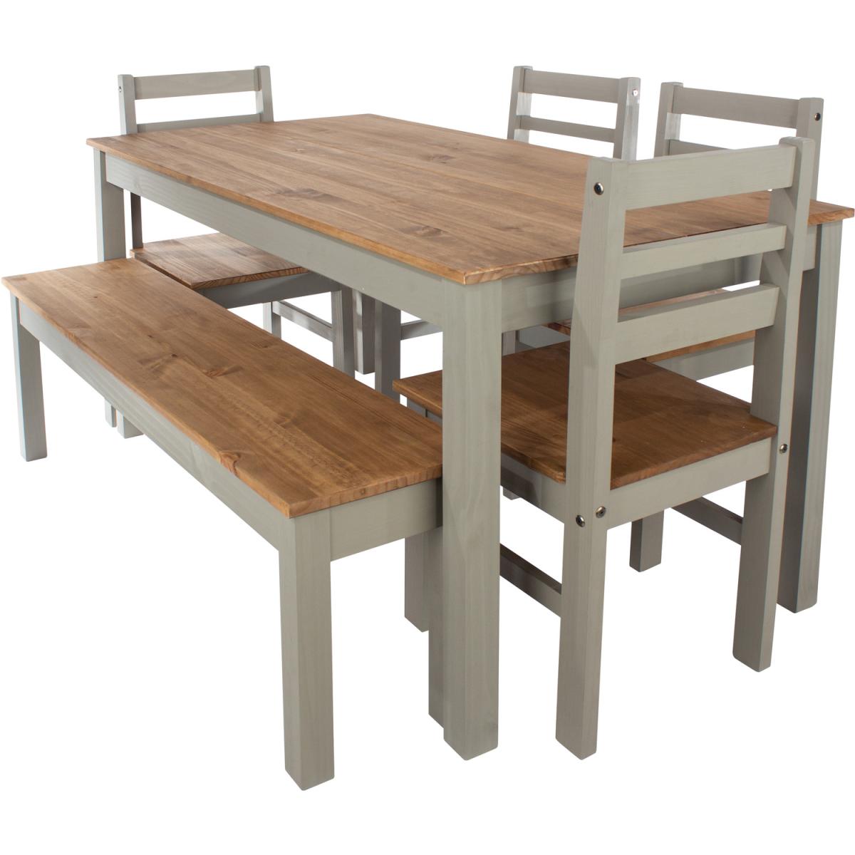 Linea dining table in grey washed wax with plank effect pine tops - Grey washed wax and antique wax / 22.5kg – image 4
