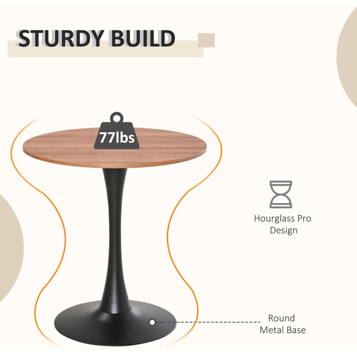 Modern Round Dining Table - Brown and black – image 3