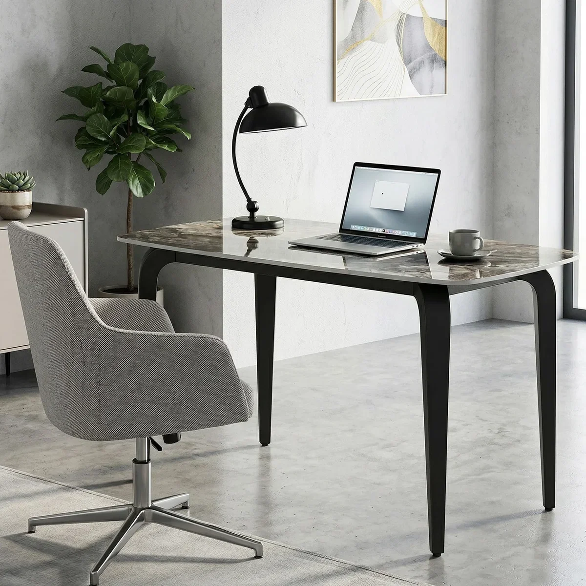 HOMCOM Dining Table for 4 Kitchen Table with Sintered Stone Tabletop - Brown – image 2