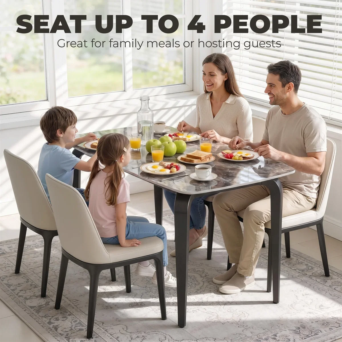HOMCOM Dining Table for 4 Kitchen Table with Sintered Stone Tabletop - Brown – image 6