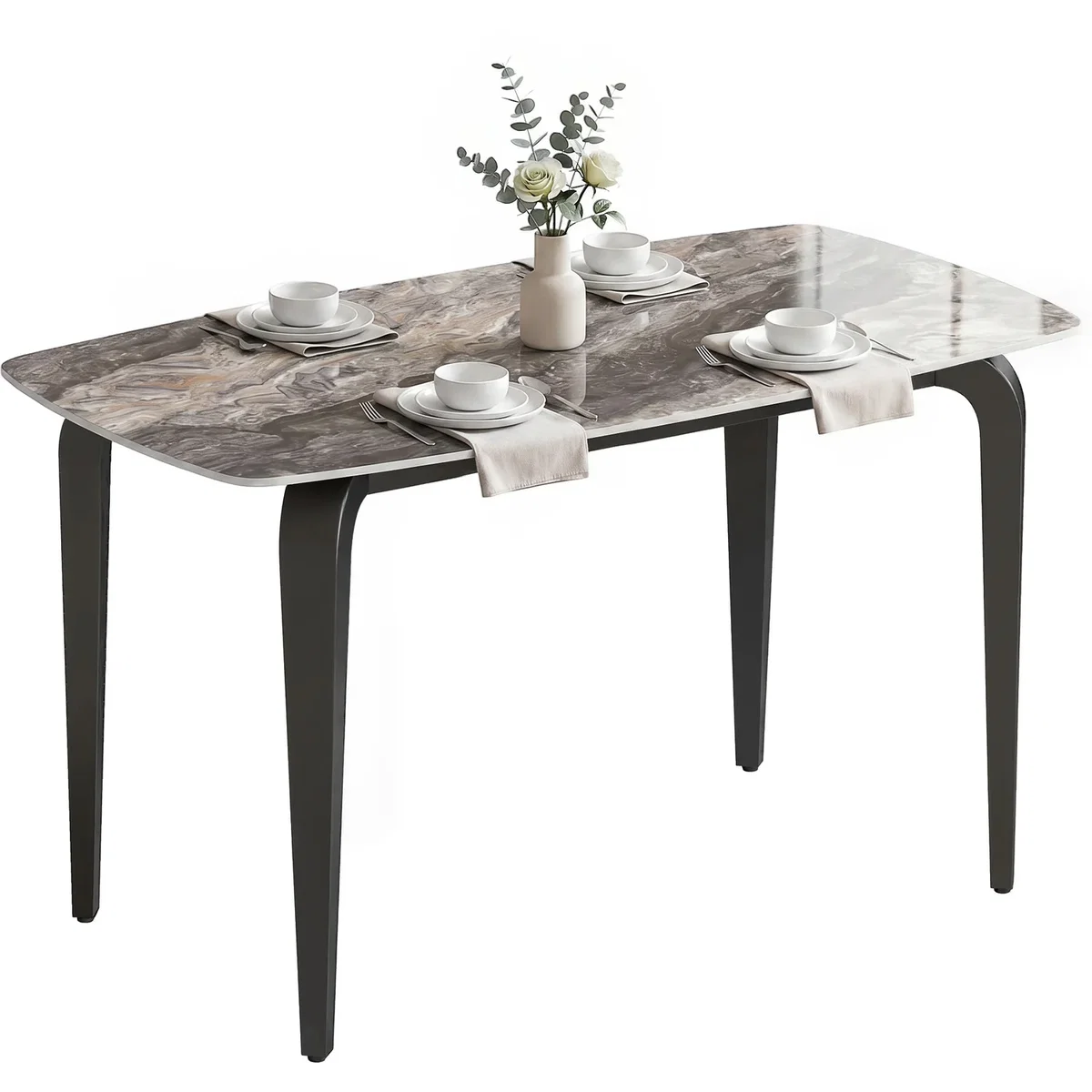 HOMCOM Dining Table for 4 Kitchen Table with Sintered Stone Tabletop - Brown – image 8