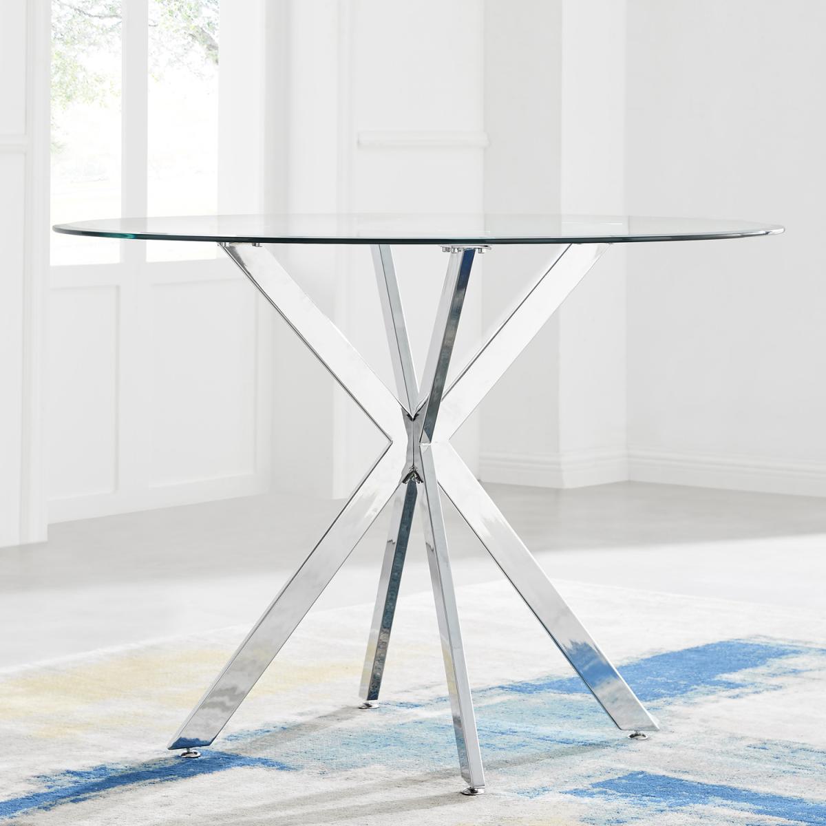 Venice Chrome Round Glass Dining Table - Glass – image 3