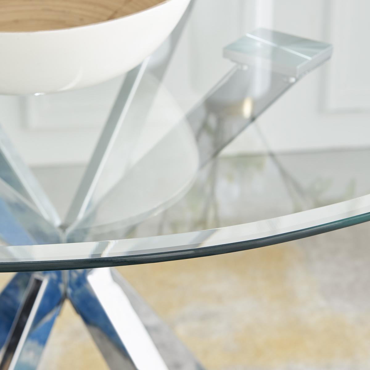 Venice Chrome Round Glass Dining Table - Glass – image 4