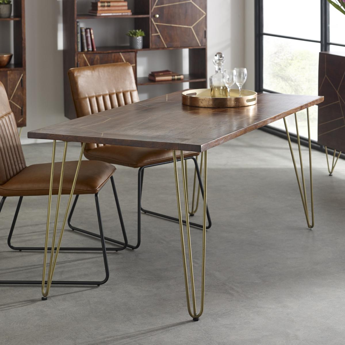 Rectangular 6 Seater Dining Table Dallas Dark Mango - Dark Wood – image 2