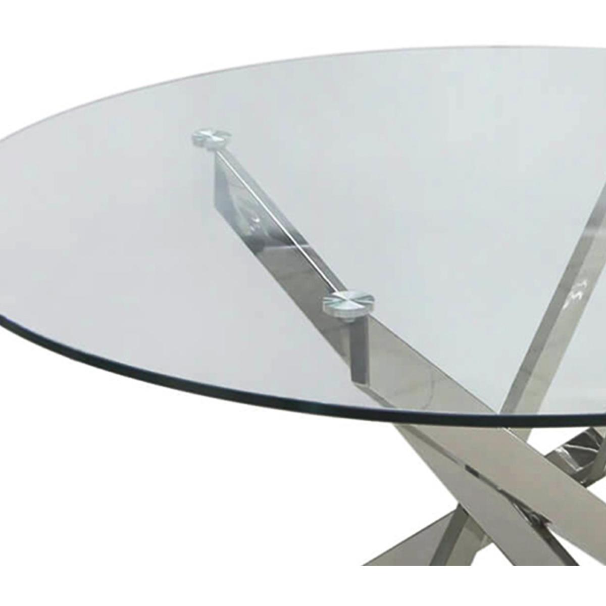 Value Nova Chrome and Glass Round Dining Table - Silver & Chrome / 32.6kg – image 4