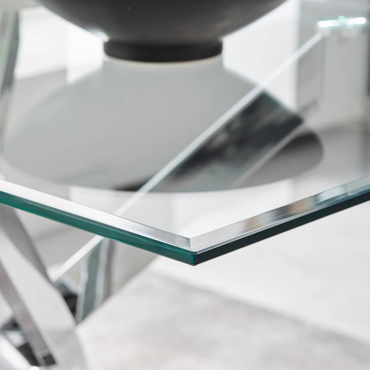 Leonardo 6 Glass And Chrome Metal Modern Dining Table - Grey – image 3