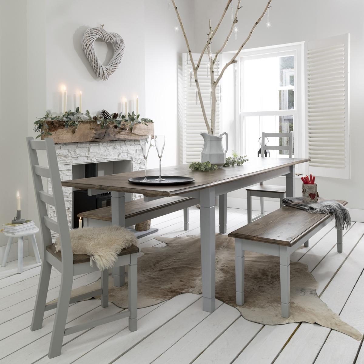 Canterbury Dining Table - Grey & Dark Pine